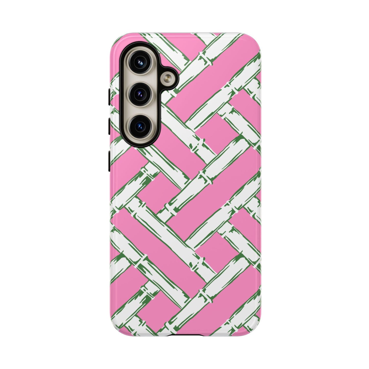 Preppy Pink and Green Basketweave Phone Case for Android