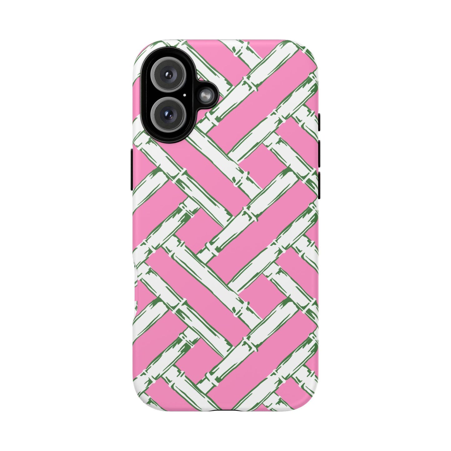 Preppy Pink and Green Basketweave Phone Case for iPhone