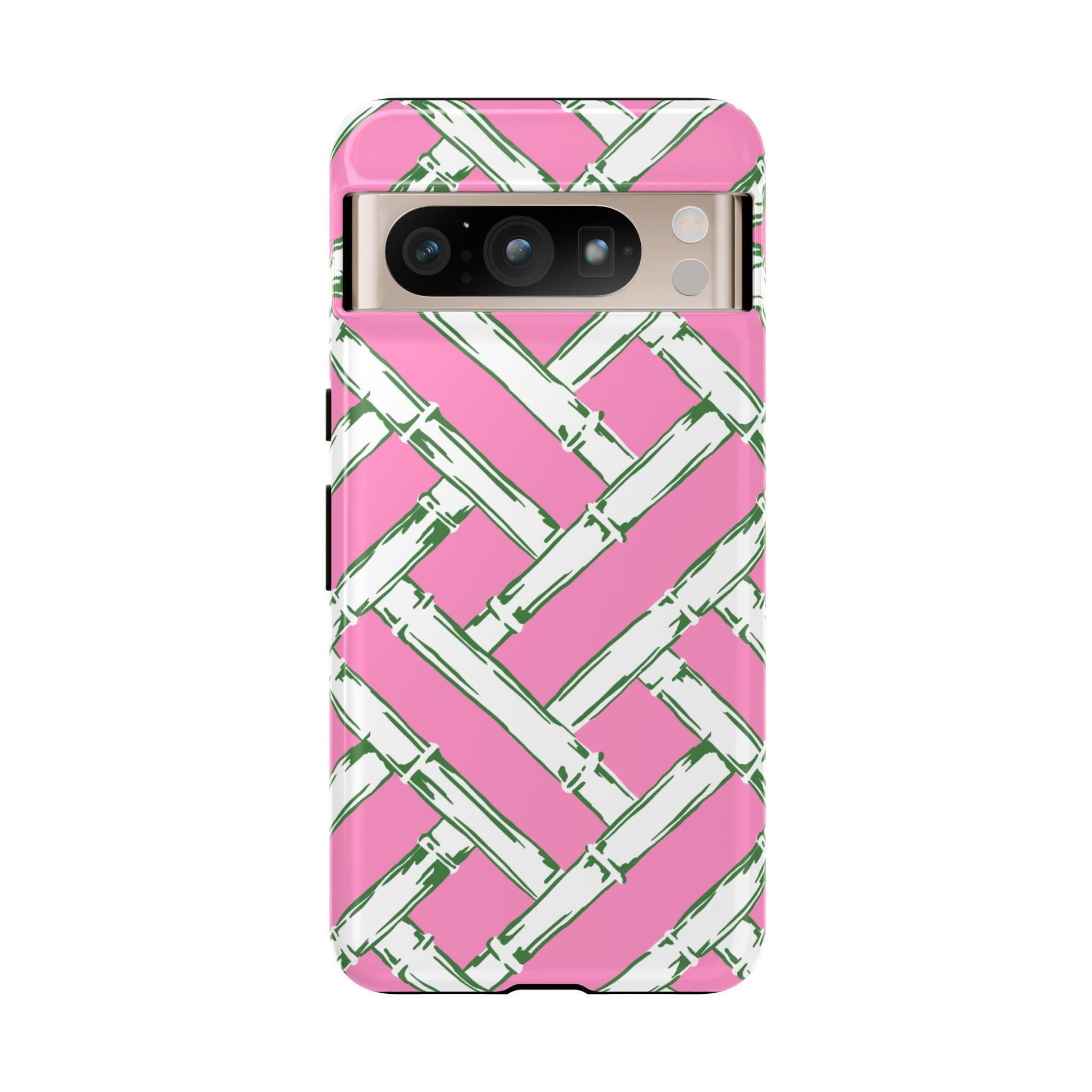 Preppy Pink and Green Basketweave Phone Case for Android