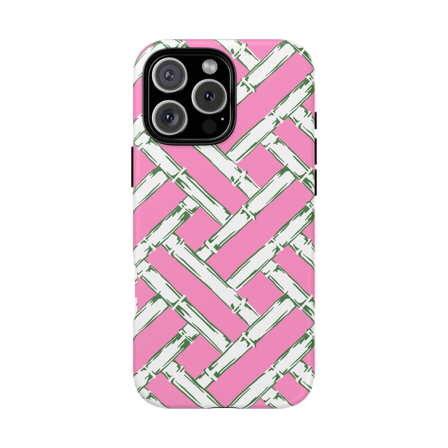 Preppy Pink and Green Basketweave Phone Case for iPhone