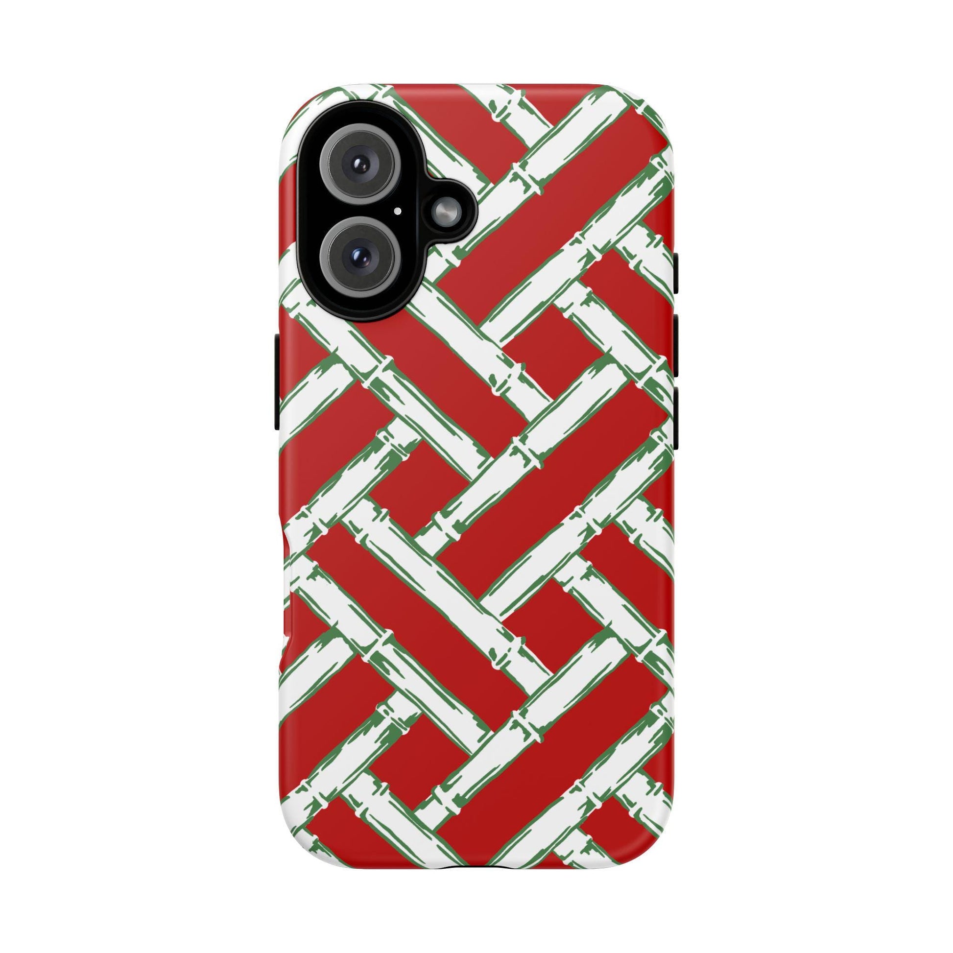 Preppy Red and Green Christmas Basketweave Phone Case for iPhone