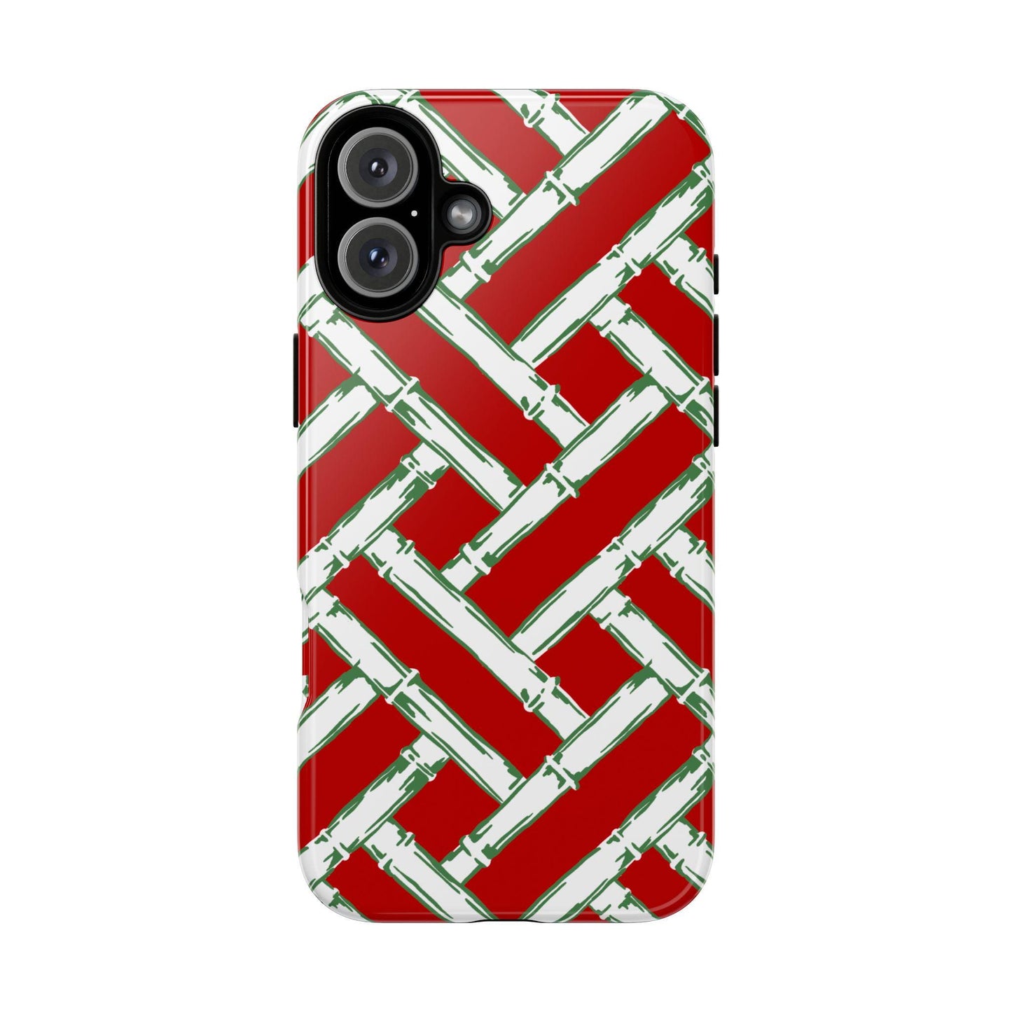 Preppy Red and Green Christmas Basketweave Phone Case for iPhone