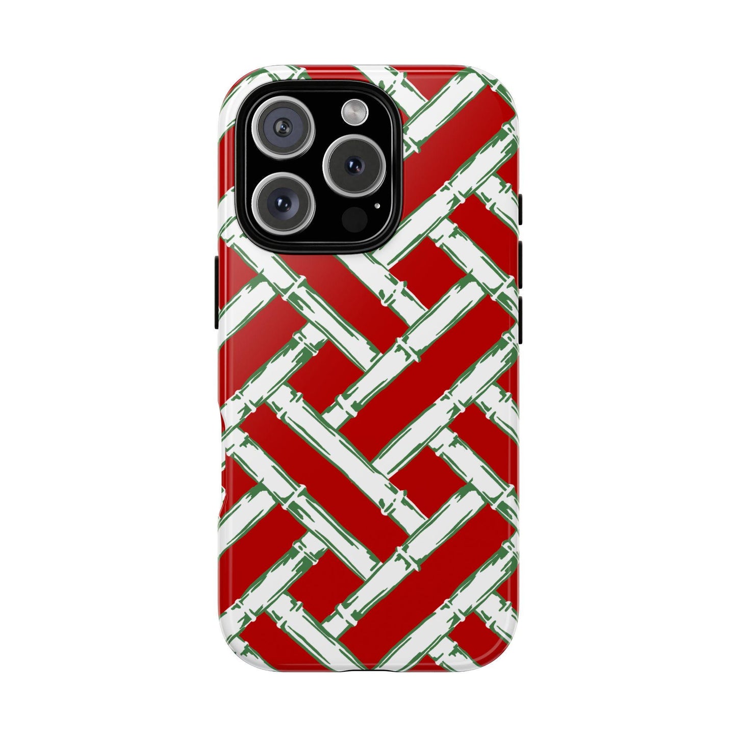 Preppy Red and Green Christmas Basketweave Phone Case for iPhone