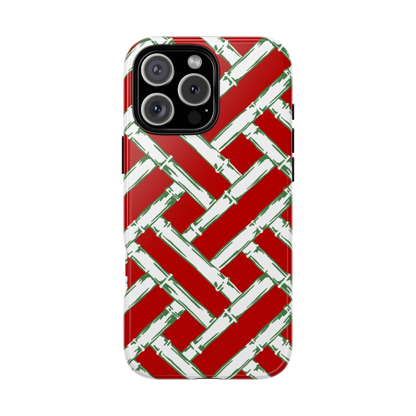 Preppy Red and Green Christmas Basketweave Phone Case for iPhone