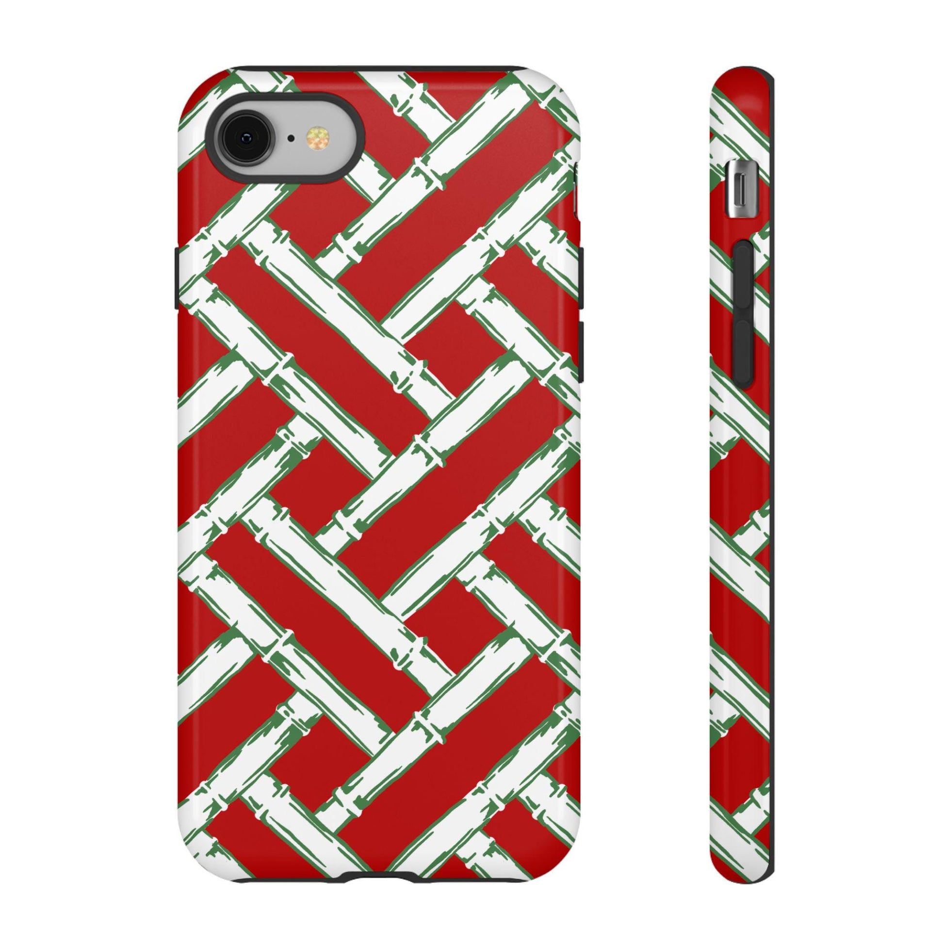 Preppy Red and Green Christmas Basketweave Phone Case for iPhone