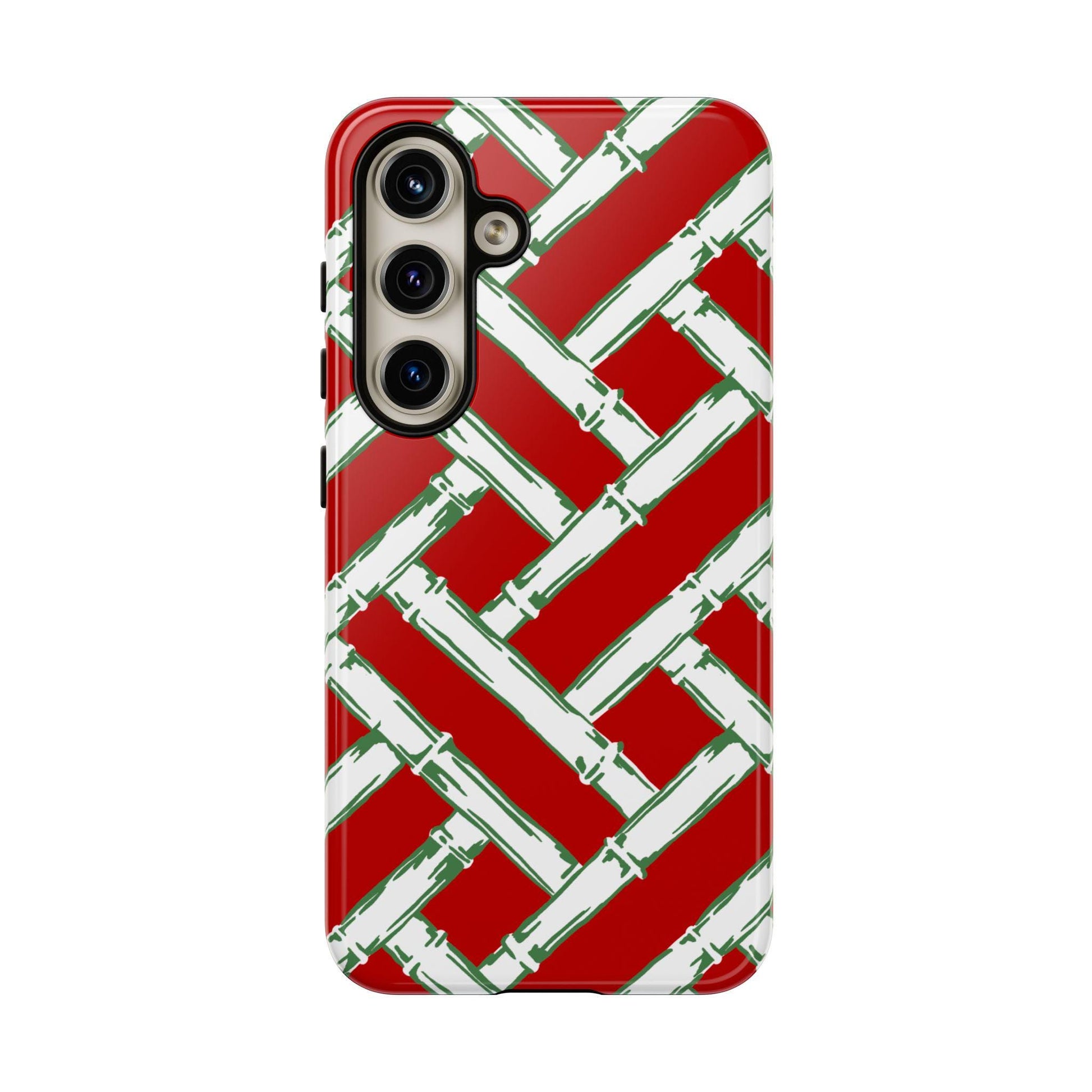 Preppy Red and Green Christmas Basketweave Phone Case for Android