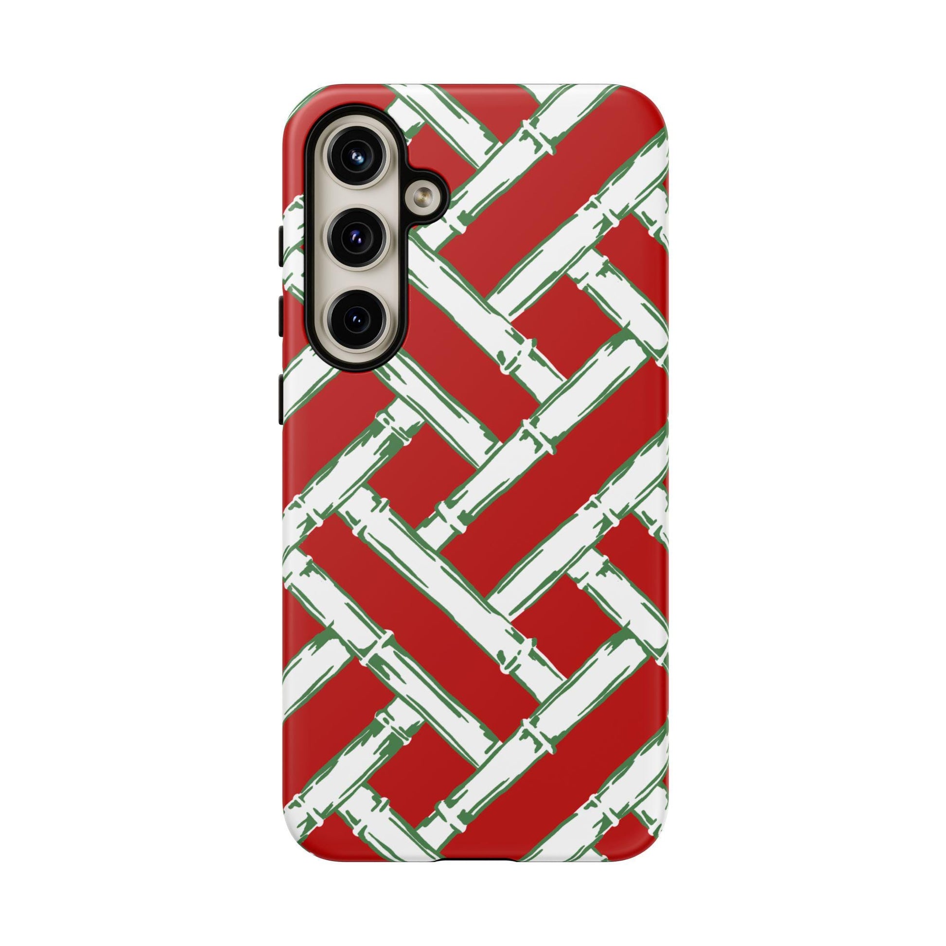 Preppy Red and Green Christmas Basketweave Phone Case for Android