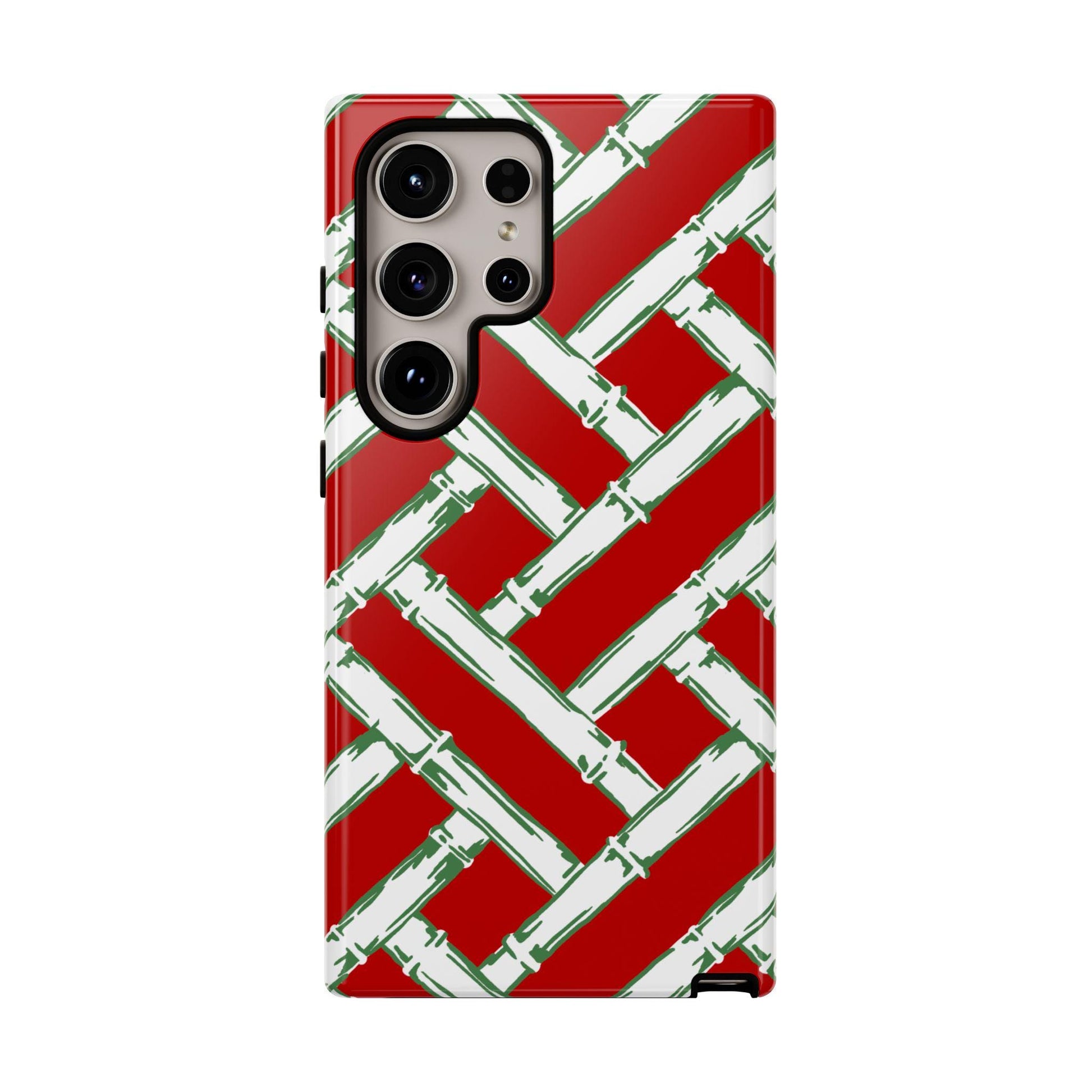 Preppy Red and Green Christmas Basketweave Phone Case for Android