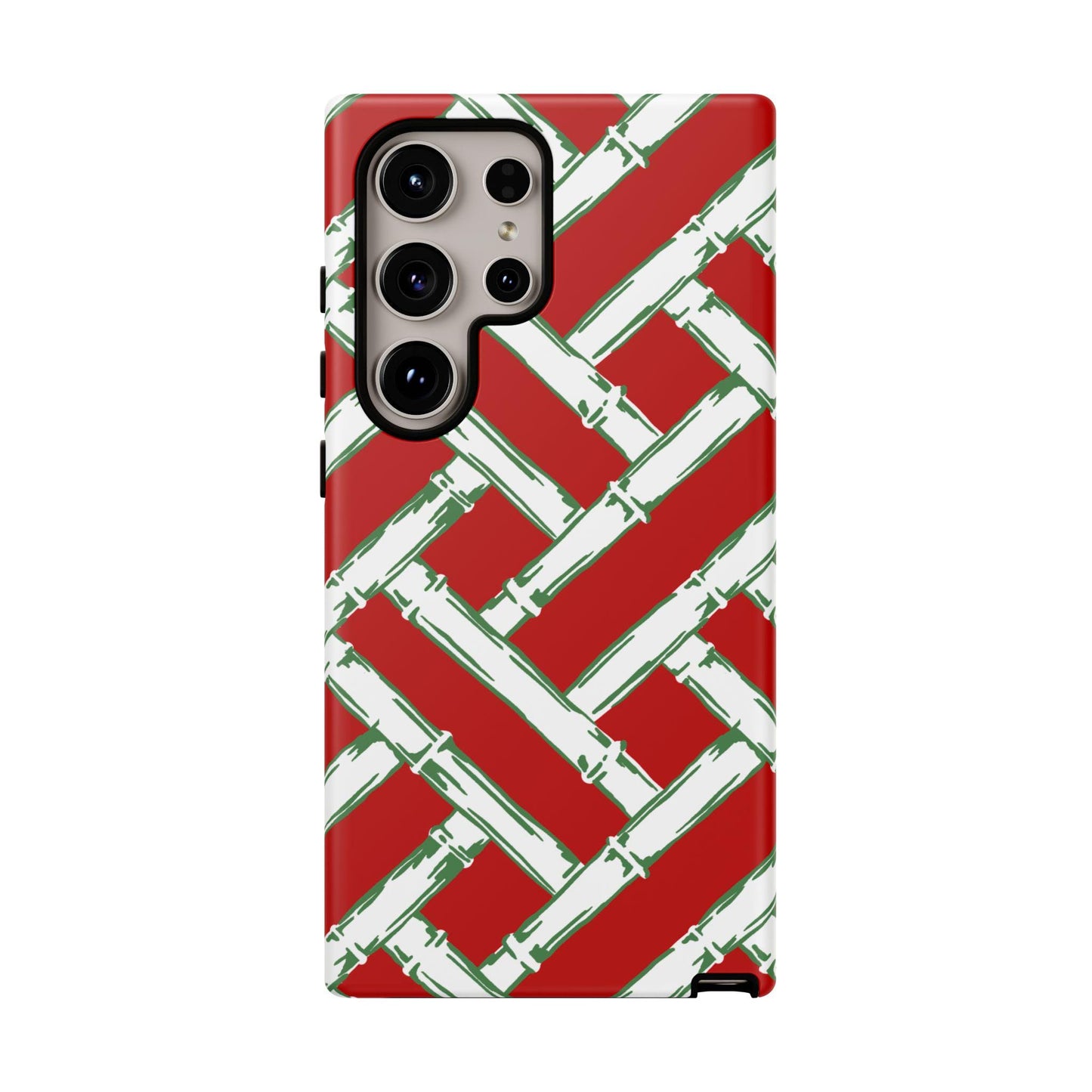 Preppy Red and Green Christmas Basketweave Phone Case for Android