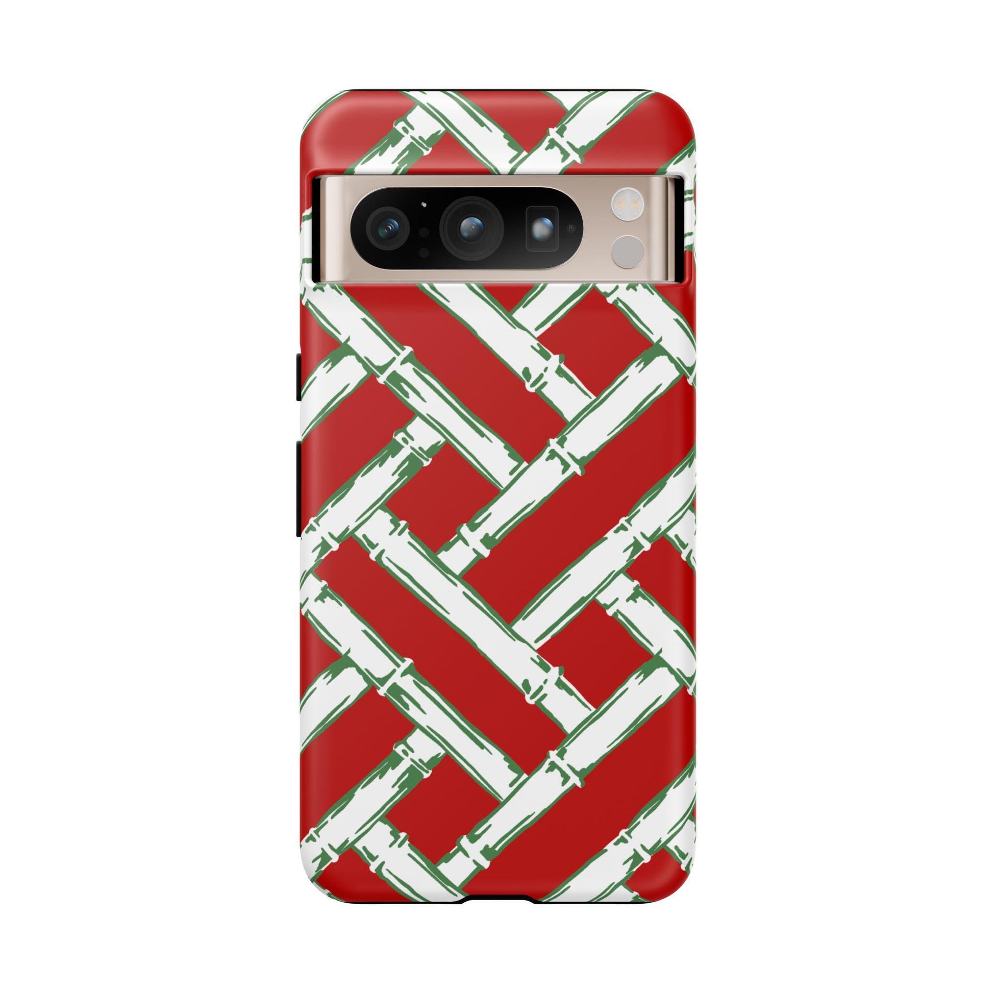 Preppy Red and Green Christmas Basketweave Phone Case for Android