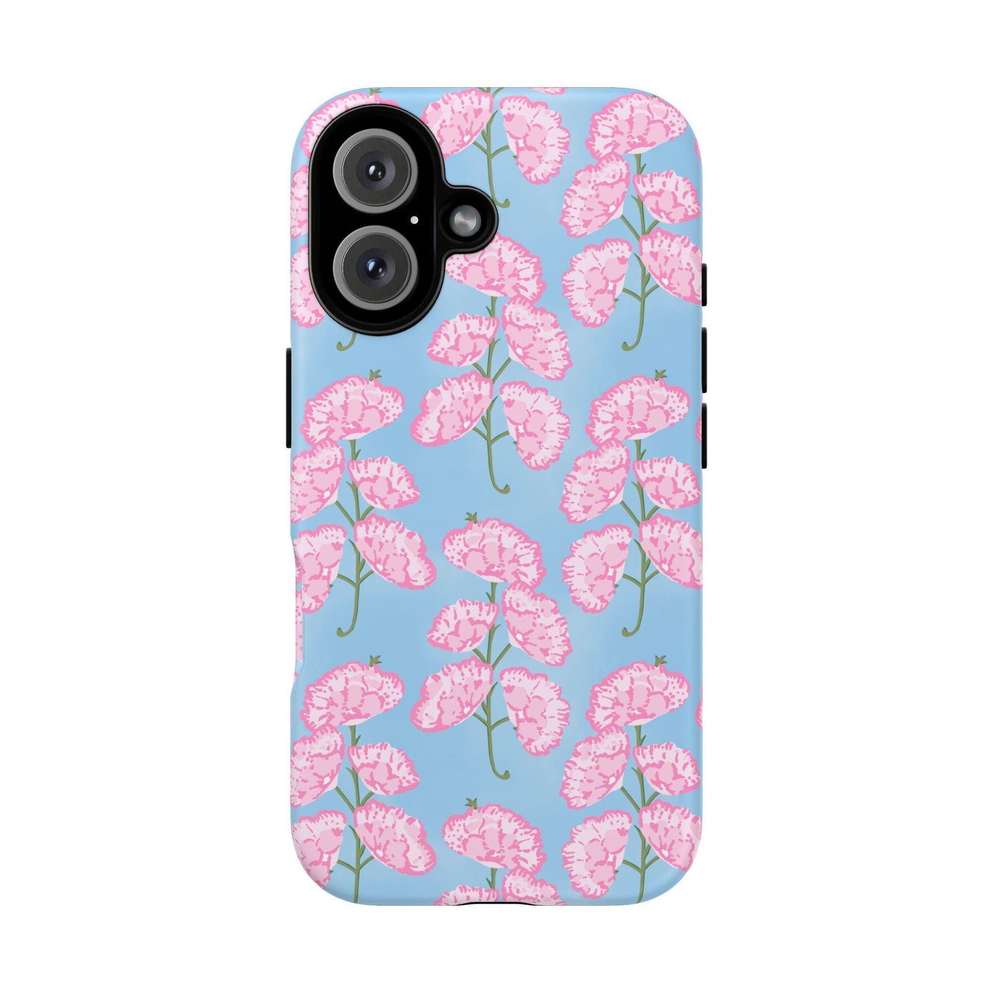 Pink and Blue Floral Blockprint Phone Case for iPhone