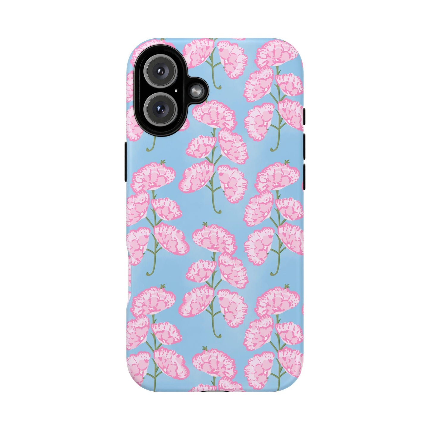 Pink and Blue Floral Blockprint Phone Case for iPhone