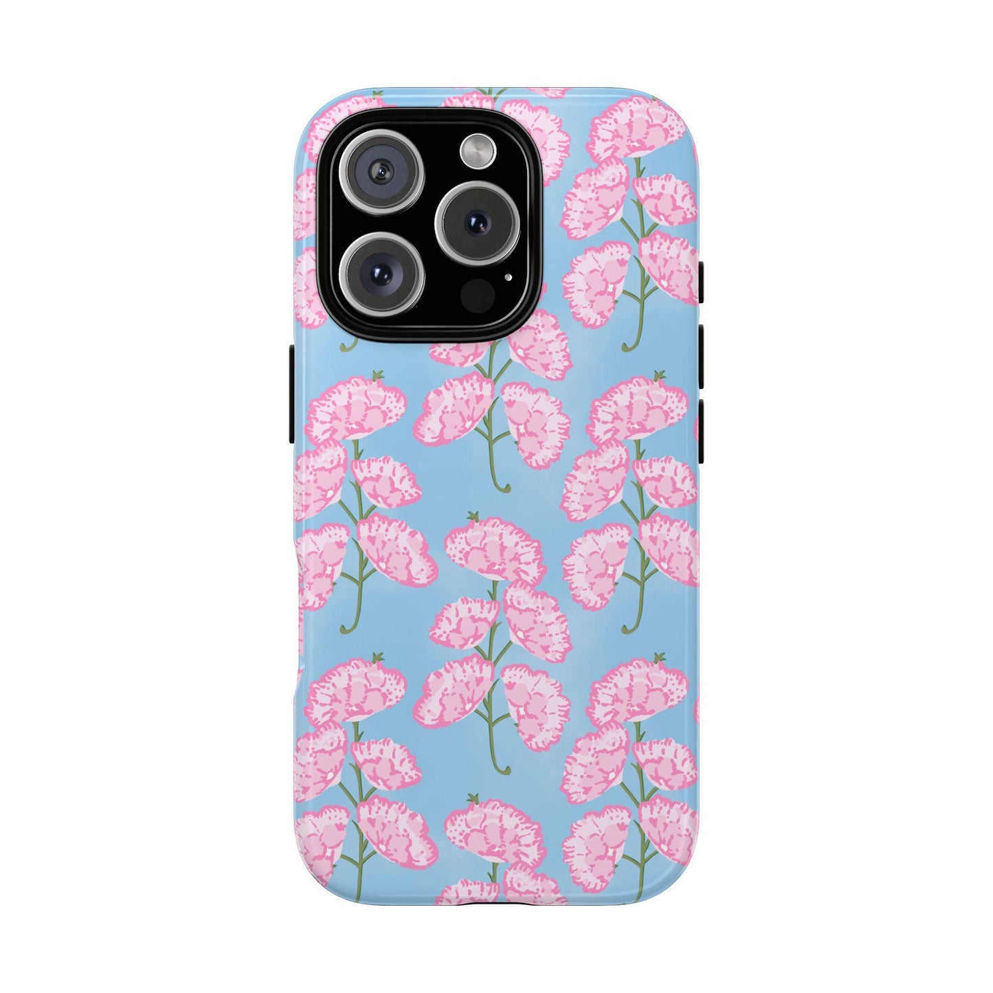 Pink and Blue Floral Blockprint Phone Case for iPhone