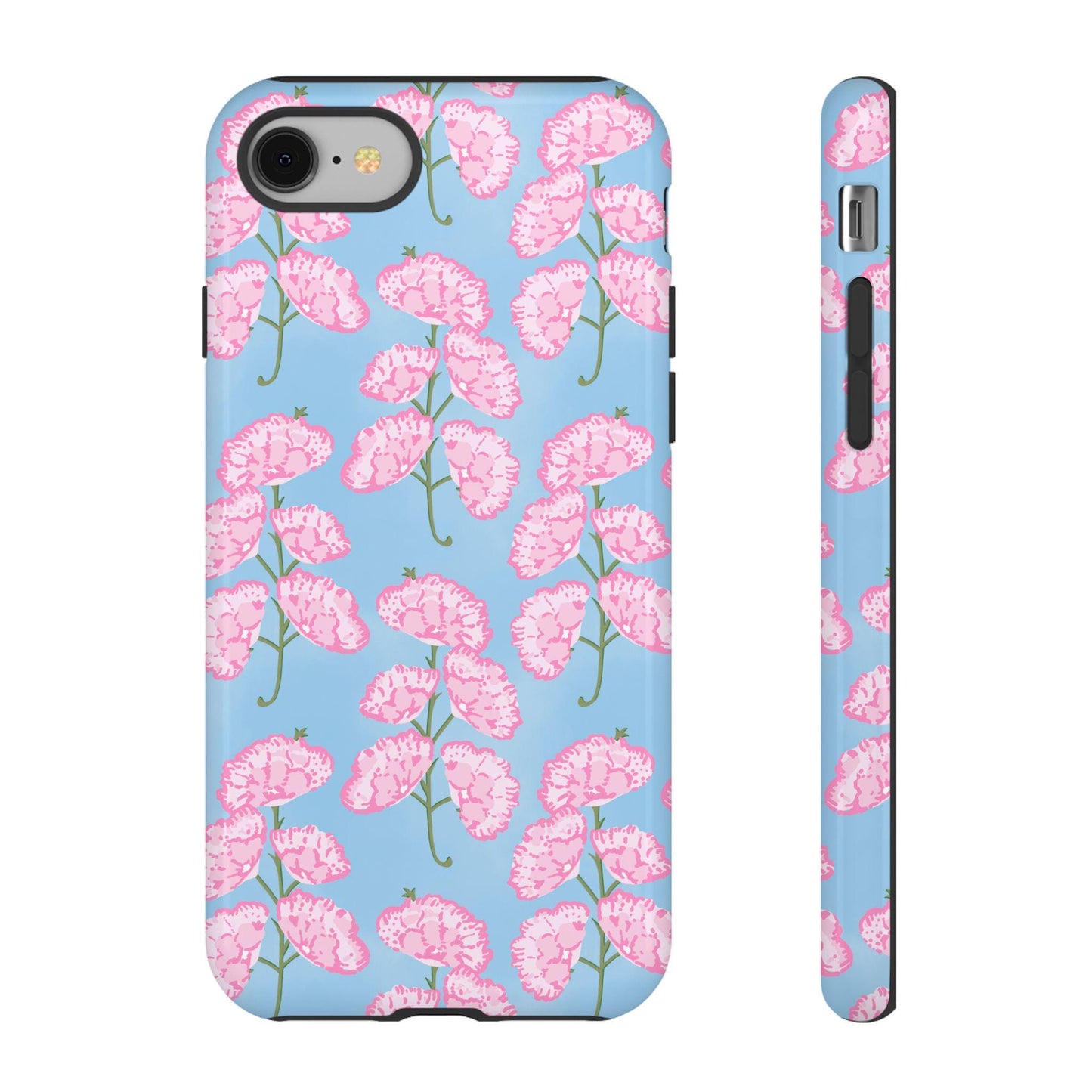 Pink and Blue Floral Blockprint Phone Case for iPhone