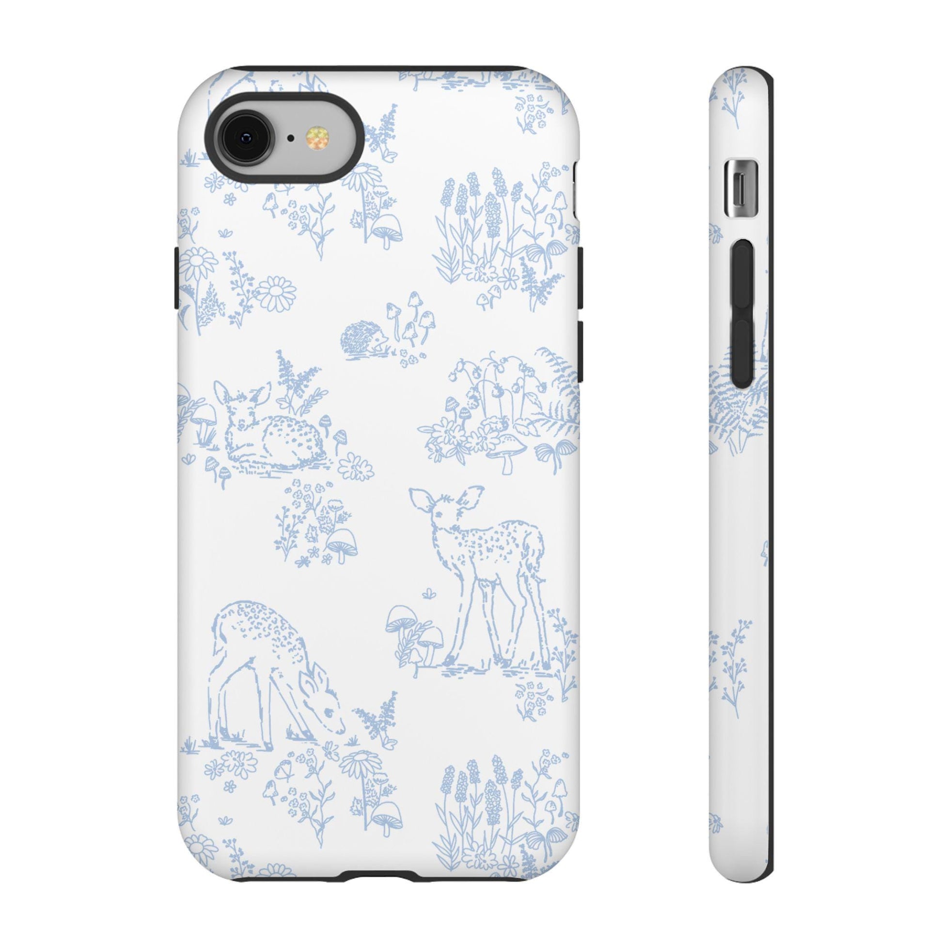 IPhone Case, Woodland Toile Deer Hedgehog Flora Fauna Tough Case Cover, Protective Shell, Cute Animal Print, Unique Design