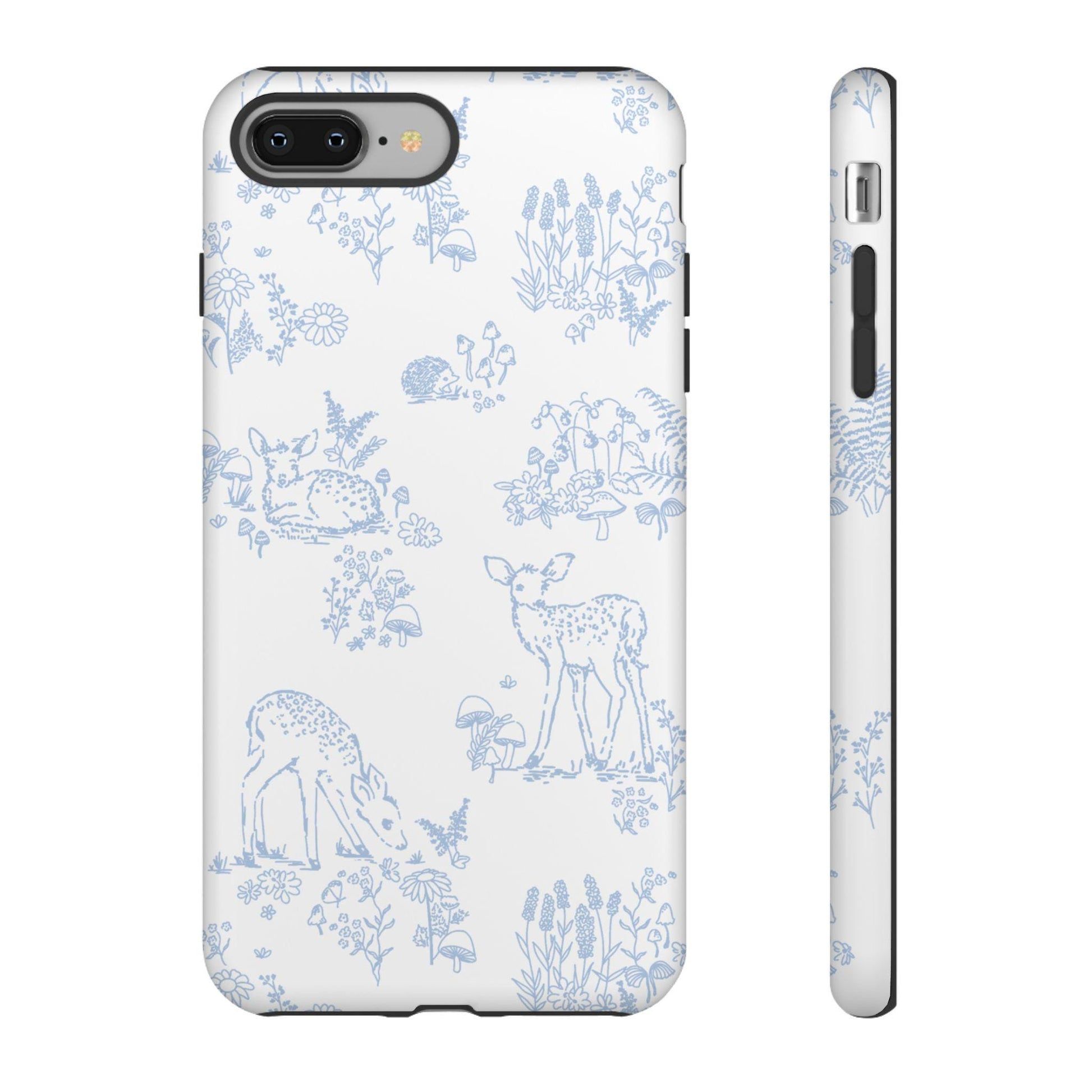 IPhone Case, Woodland Toile Deer Hedgehog Flora Fauna Tough Case Cover, Protective Shell, Cute Animal Print, Unique Design