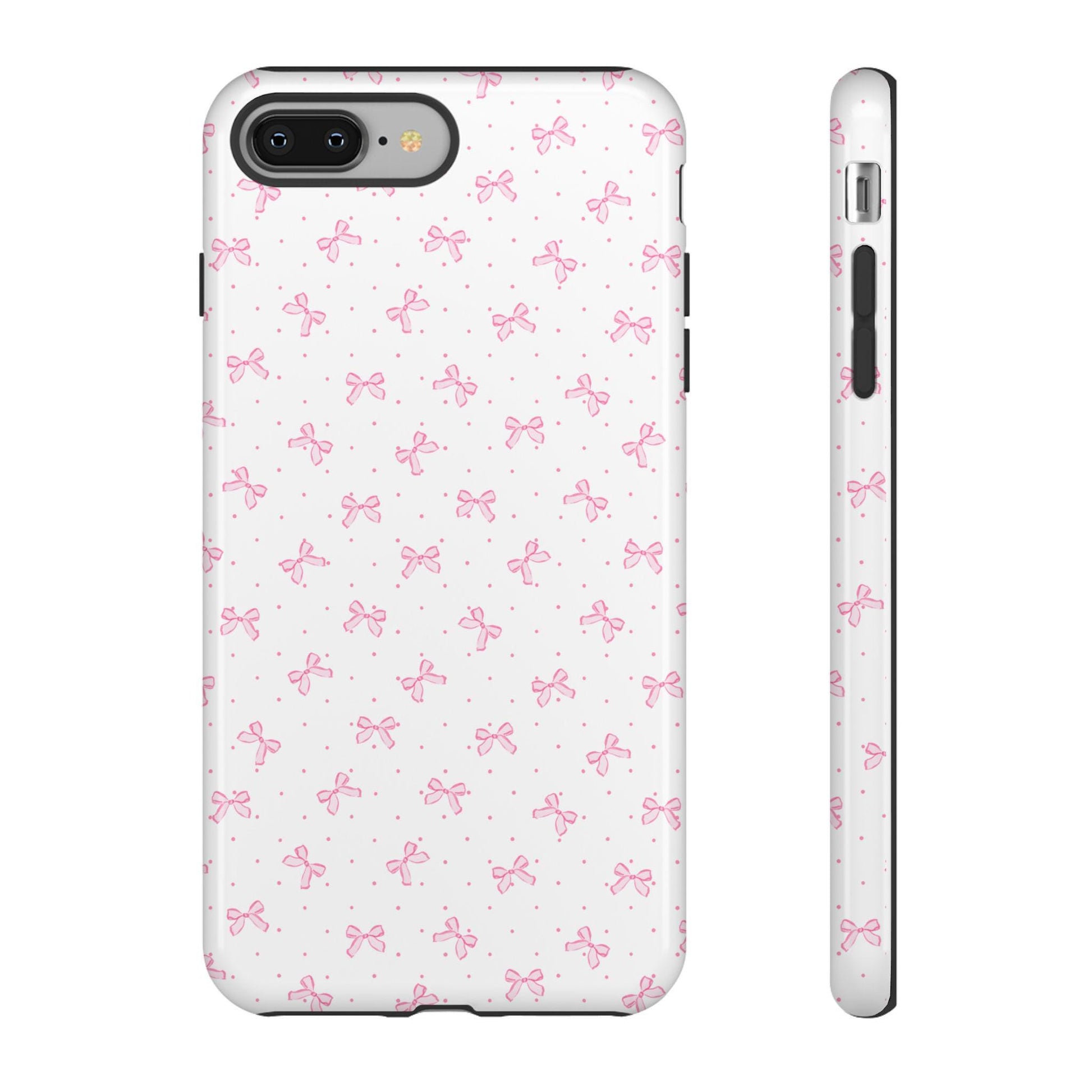 iPhone Case Pink Bow, Cute Girly Phone Cover, Tough Protective Shell, Gift for Her, Phone Accessories, Coquette Design