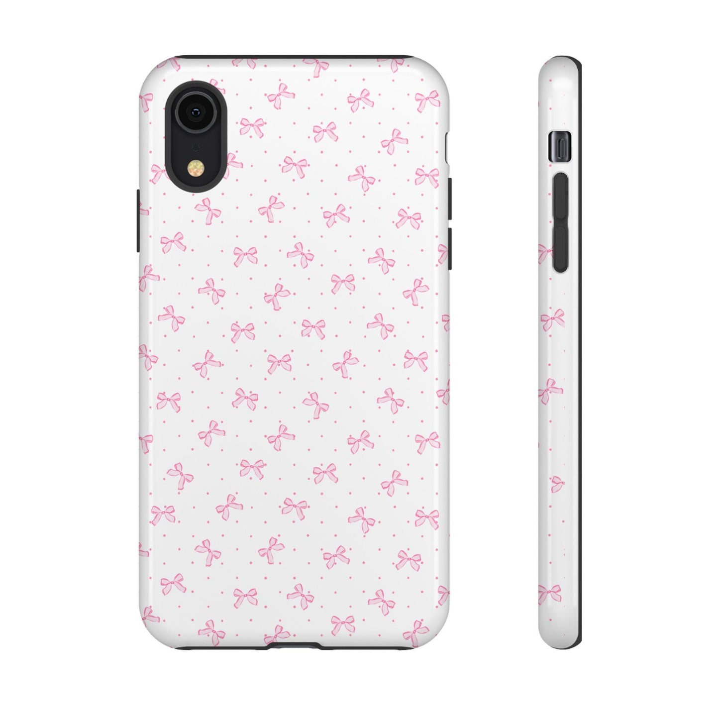 iPhone Case Pink Bow, Cute Girly Phone Cover, Tough Protective Shell, Gift for Her, Phone Accessories, Coquette Design