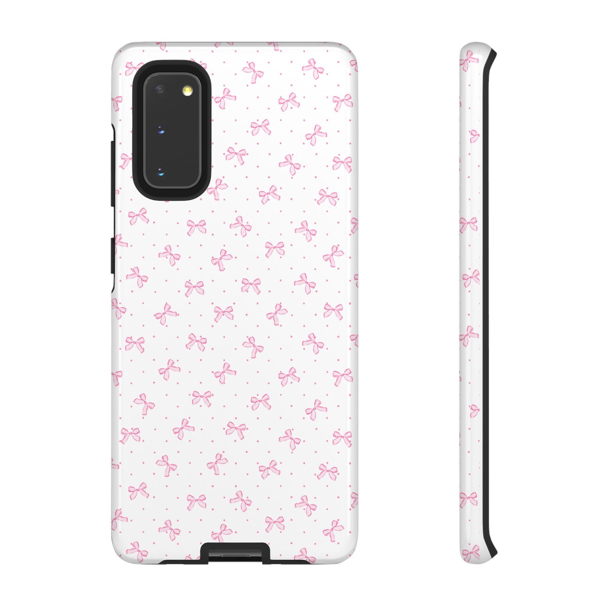 Phone Case, Sweet Coquette Pink Bow Tough Case for Android, Cute Girly Protective Cover, Trendy Stylish Smartphone Accessory, Gift for Her,