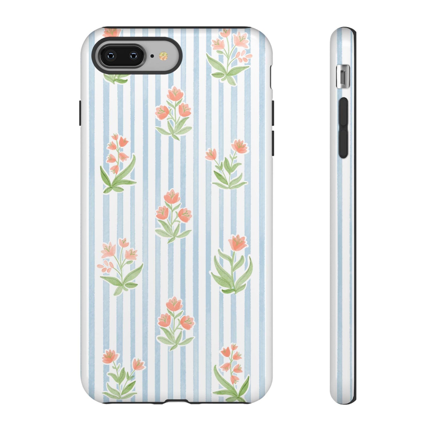 iPhone Case, Floral Phone Cover, Blue Watercolor Flowers, Protective Phone Case, Tough Phone Shell, Coral Floral Tech Accessory