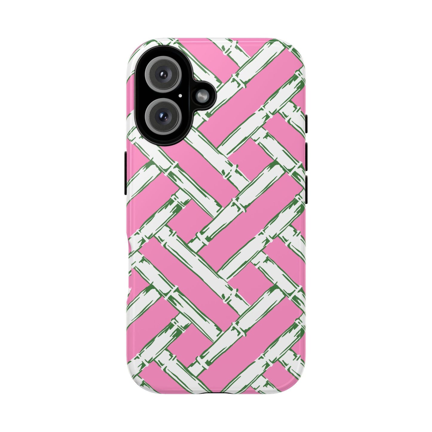 Preppy Pink and Green Basketweave Phone Case for iPhone