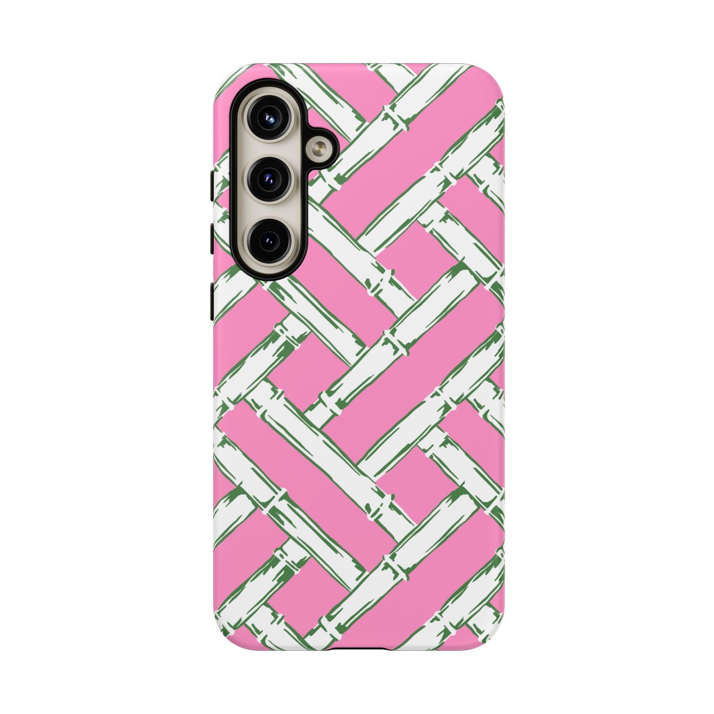 Preppy Pink and Green Basketweave Phone Case for Android