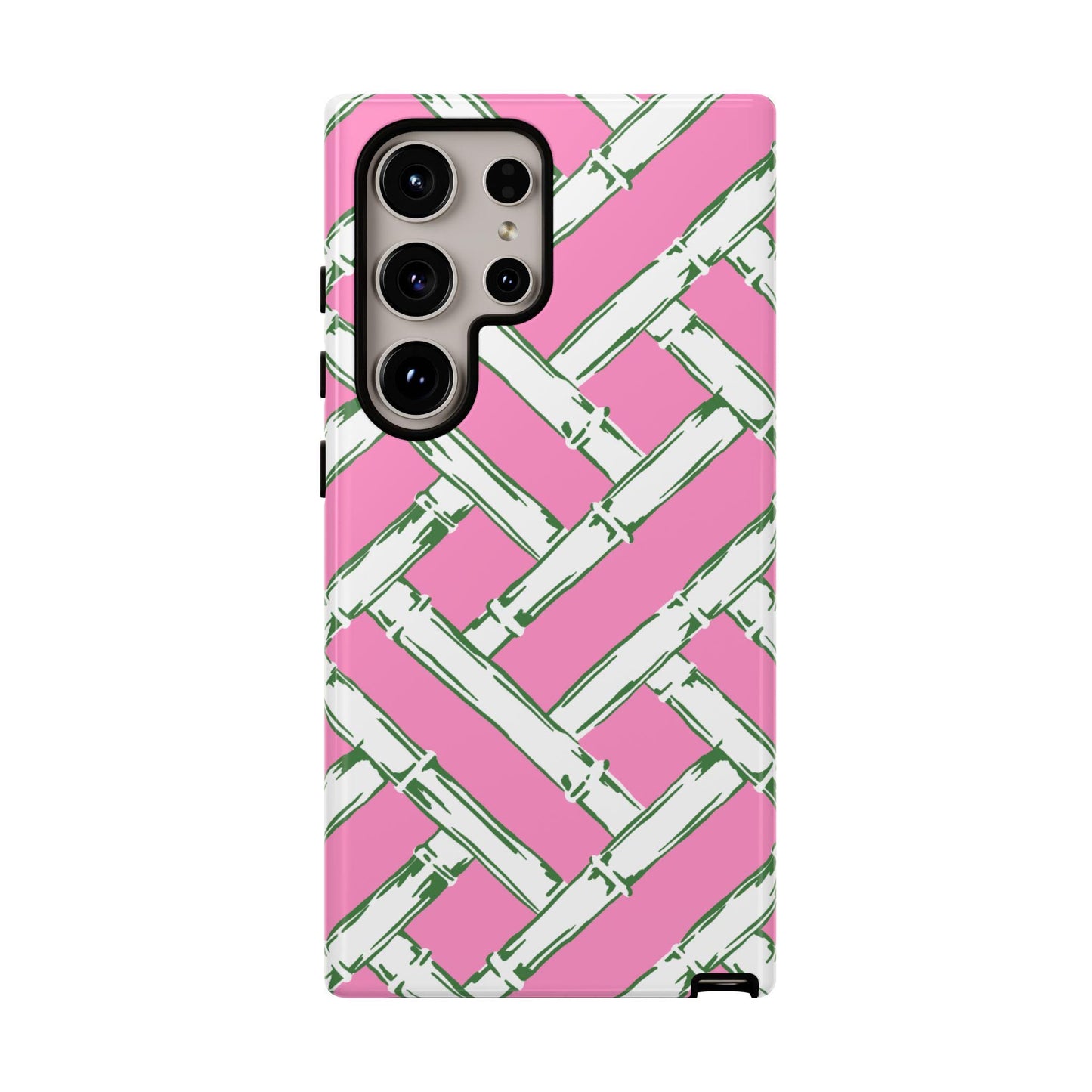 Preppy Pink and Green Basketweave Phone Case for Android