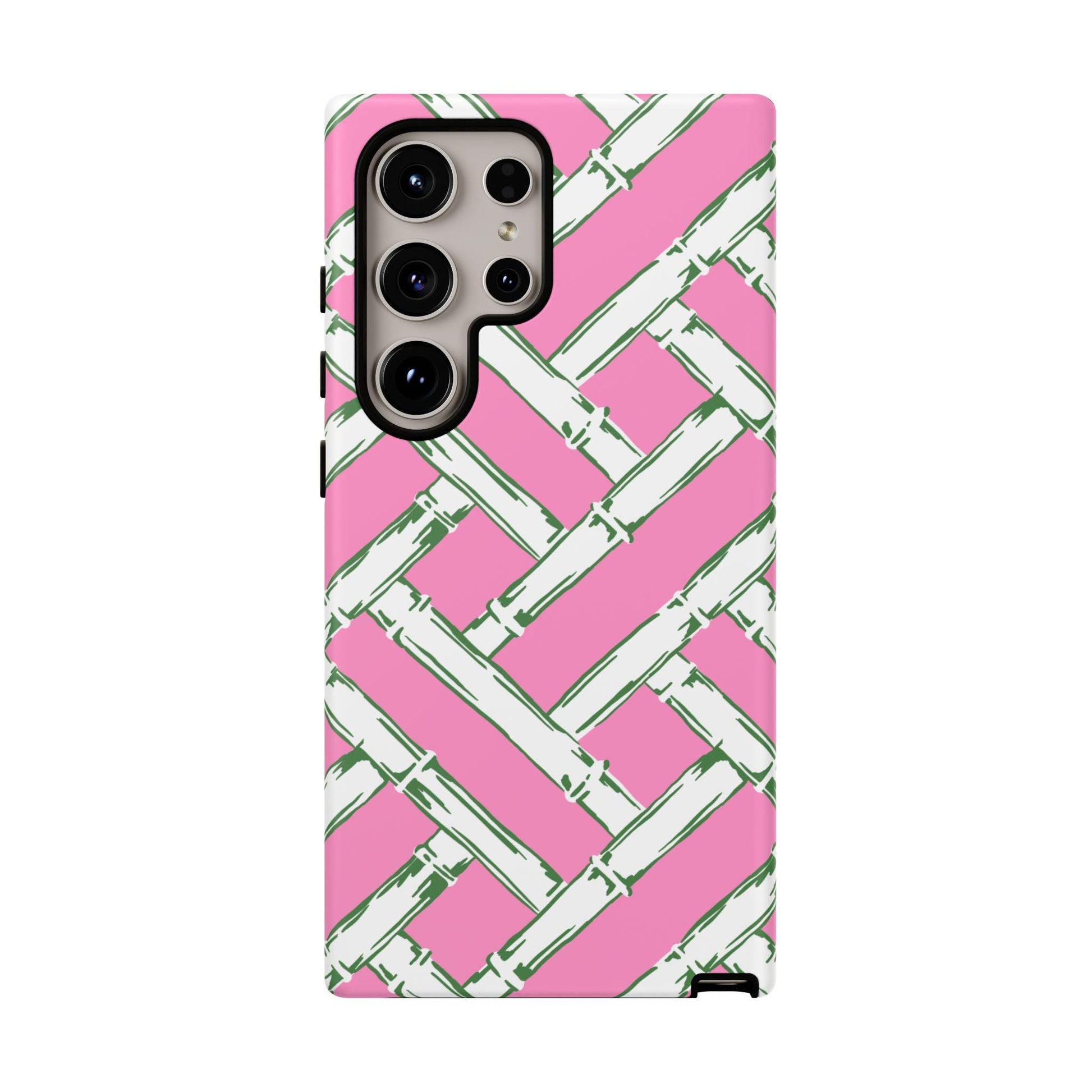 Preppy Pink and Green Basketweave Phone Case for Android