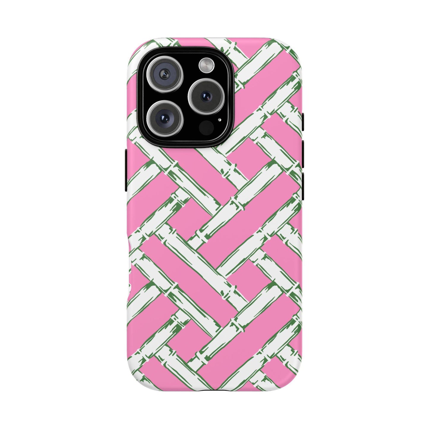 Preppy Pink and Green Basketweave Phone Case for iPhone