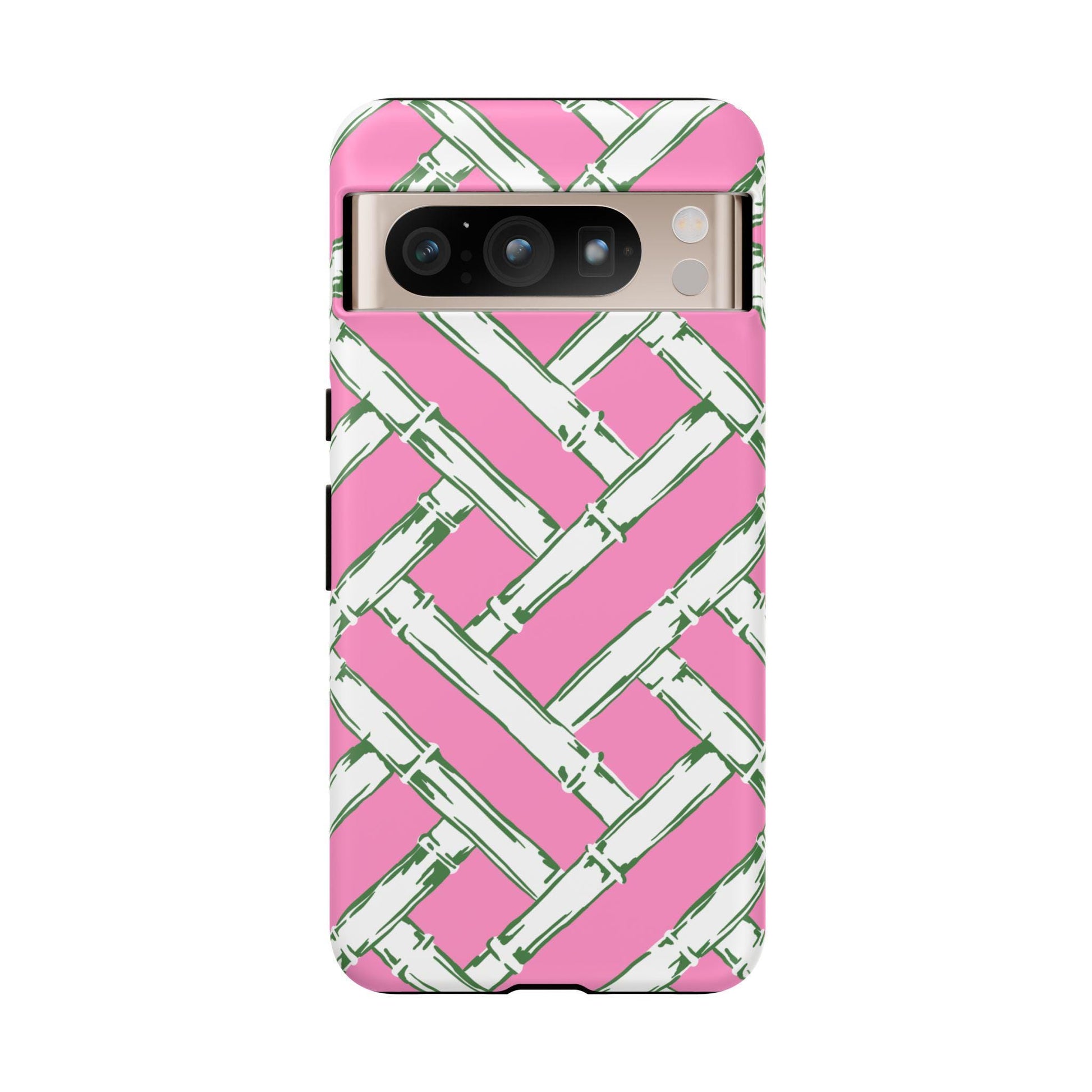 Preppy Pink and Green Basketweave Phone Case for Android