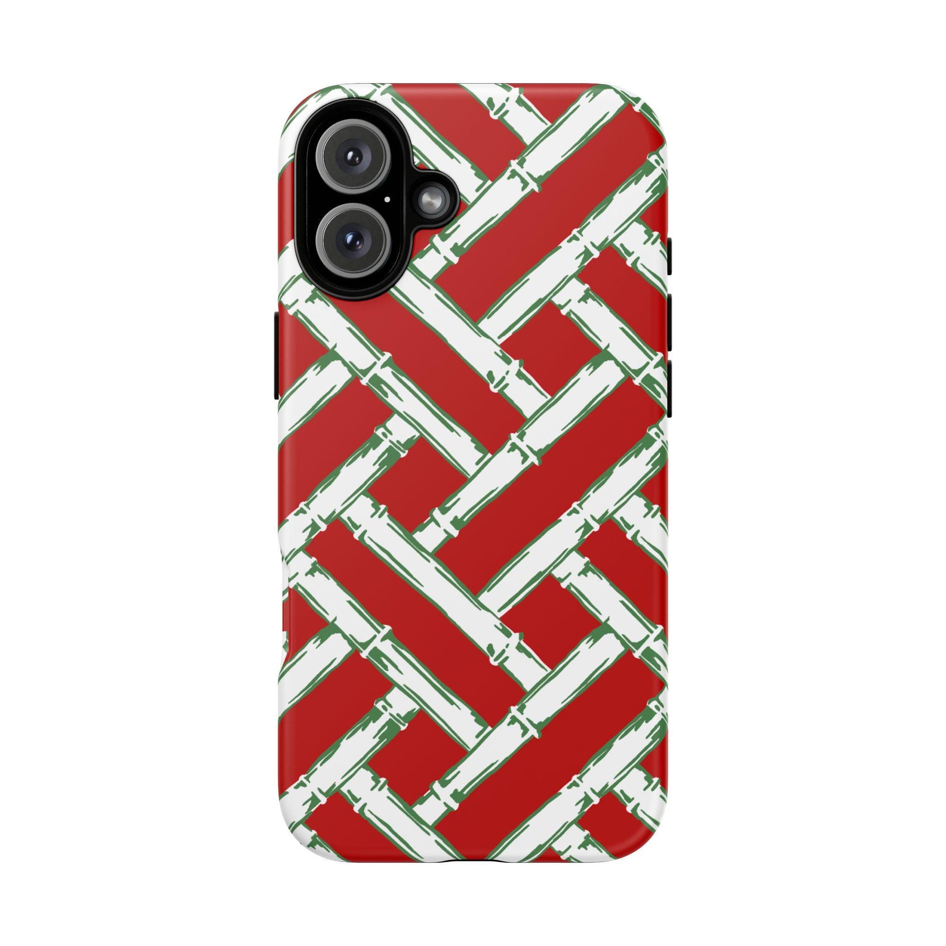 Preppy Red and Green Christmas Basketweave Phone Case for iPhone