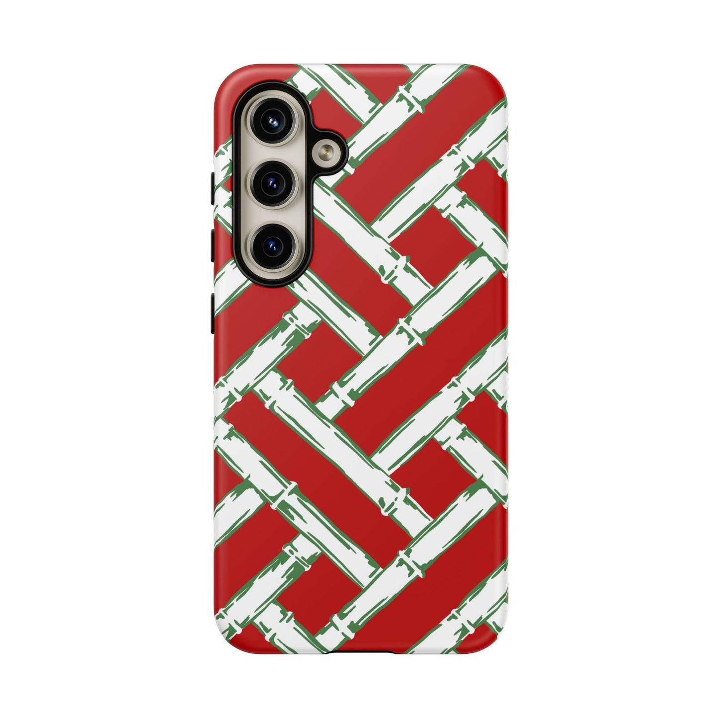 Preppy Red and Green Christmas Basketweave Phone Case for Android