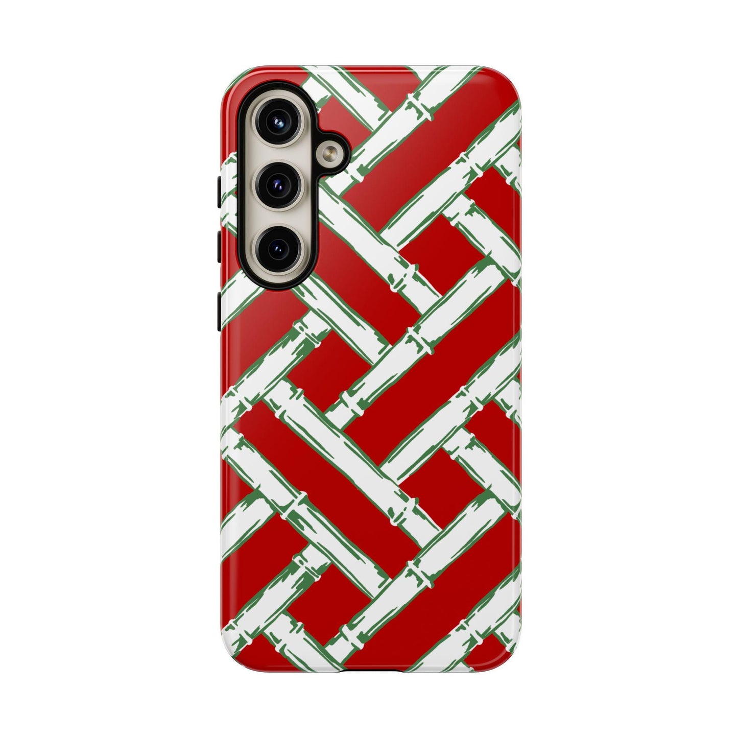 Preppy Red and Green Christmas Basketweave Phone Case for Android