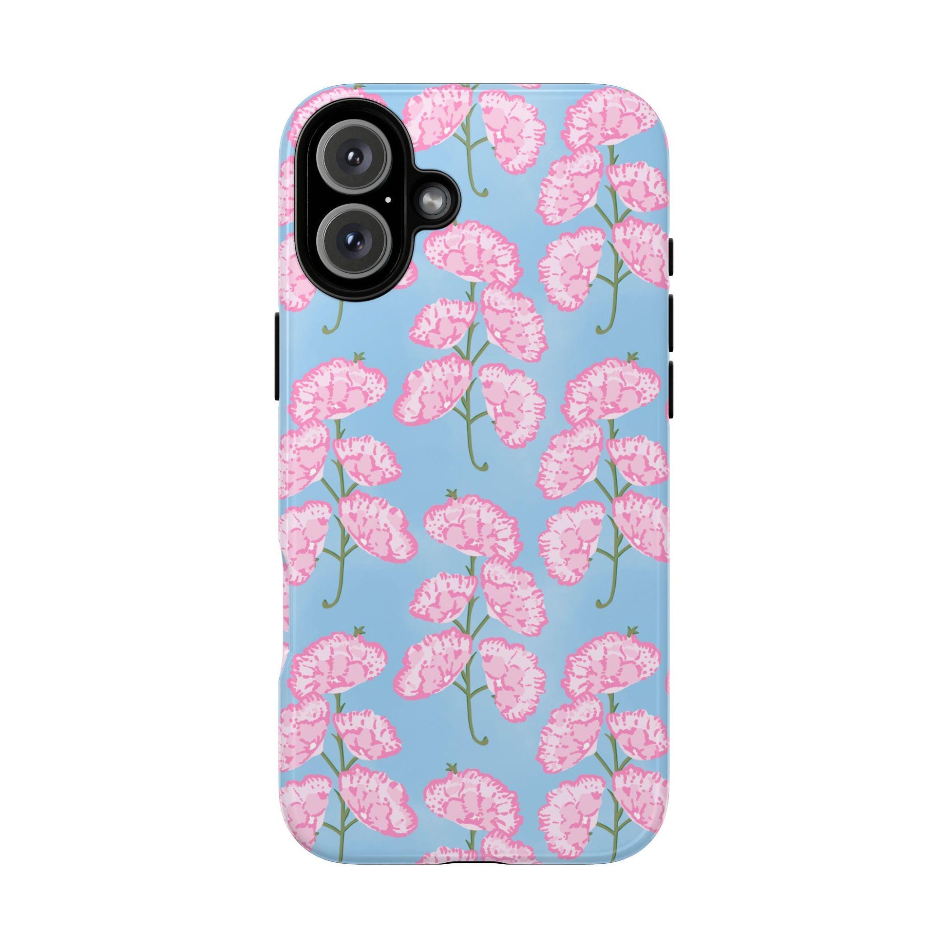 Pink and Blue Floral Blockprint Phone Case for iPhone