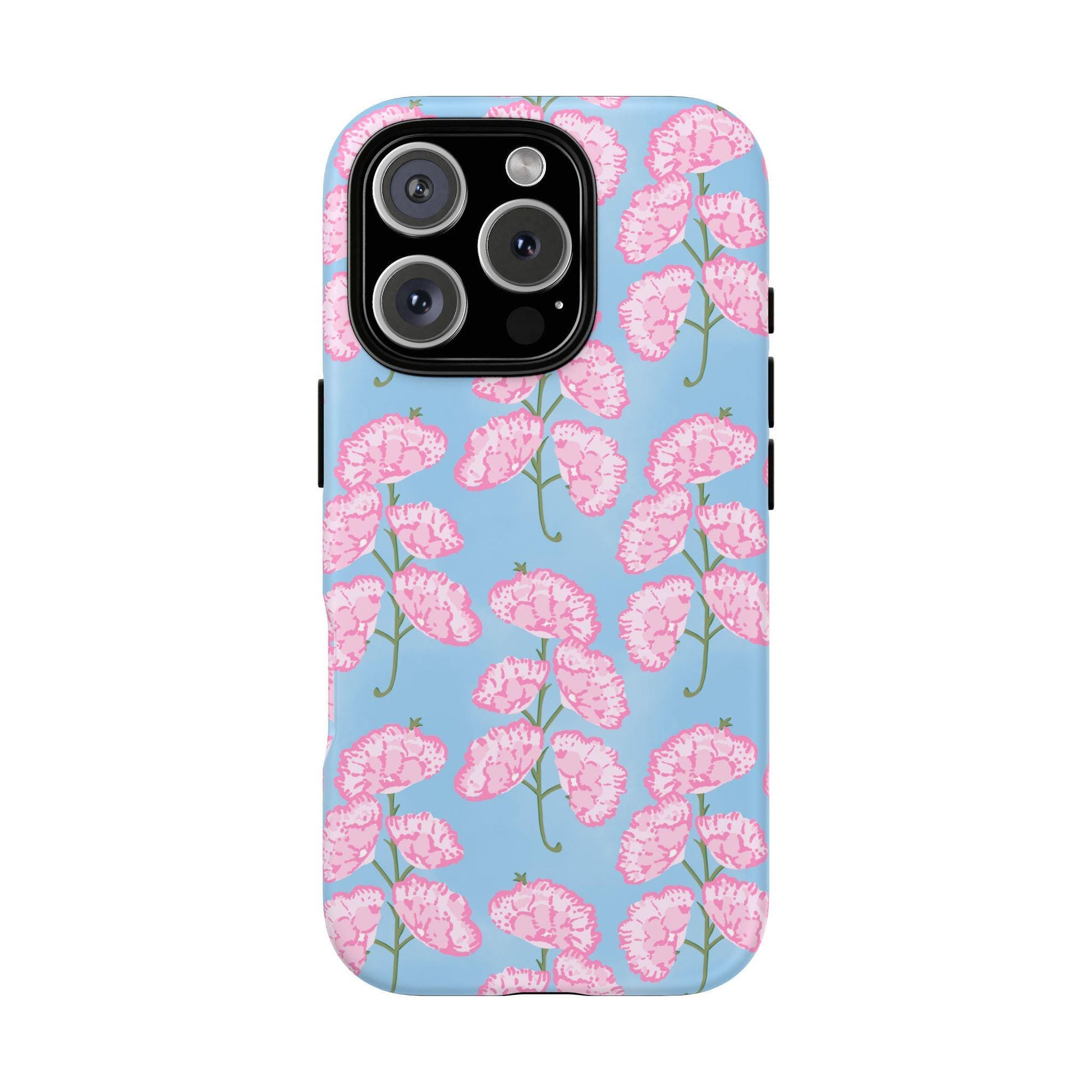 Pink and Blue Floral Blockprint Phone Case for iPhone