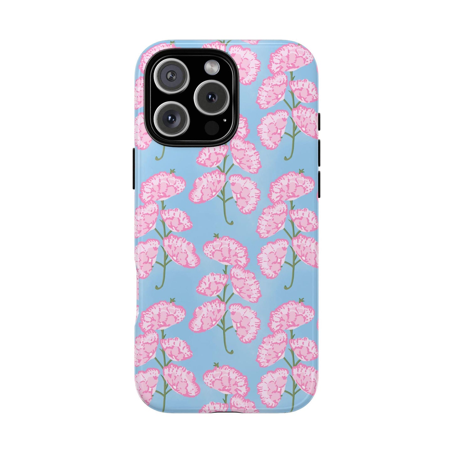 Pink and Blue Floral Blockprint Phone Case for iPhone