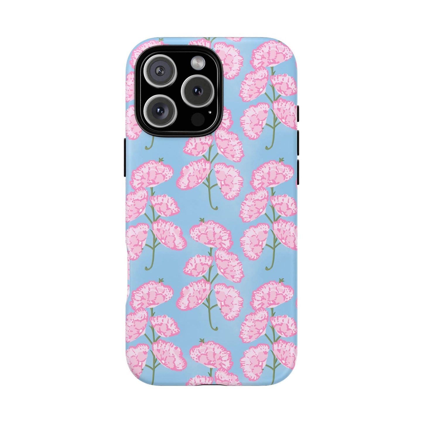 Pink and Blue Floral Blockprint Phone Case for iPhone