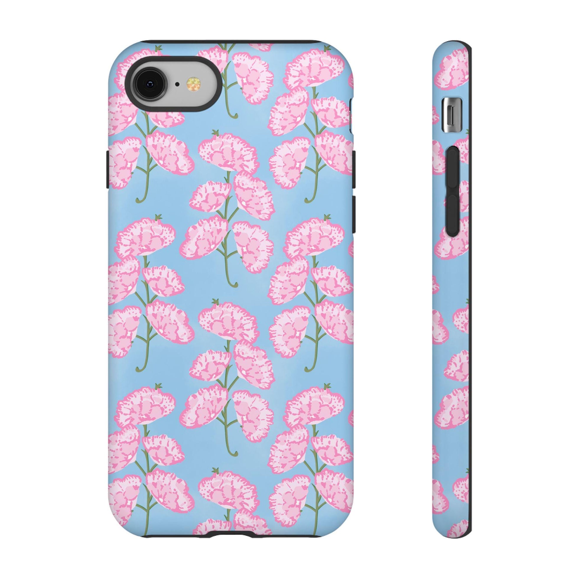 Pink and Blue Floral Blockprint Phone Case for iPhone