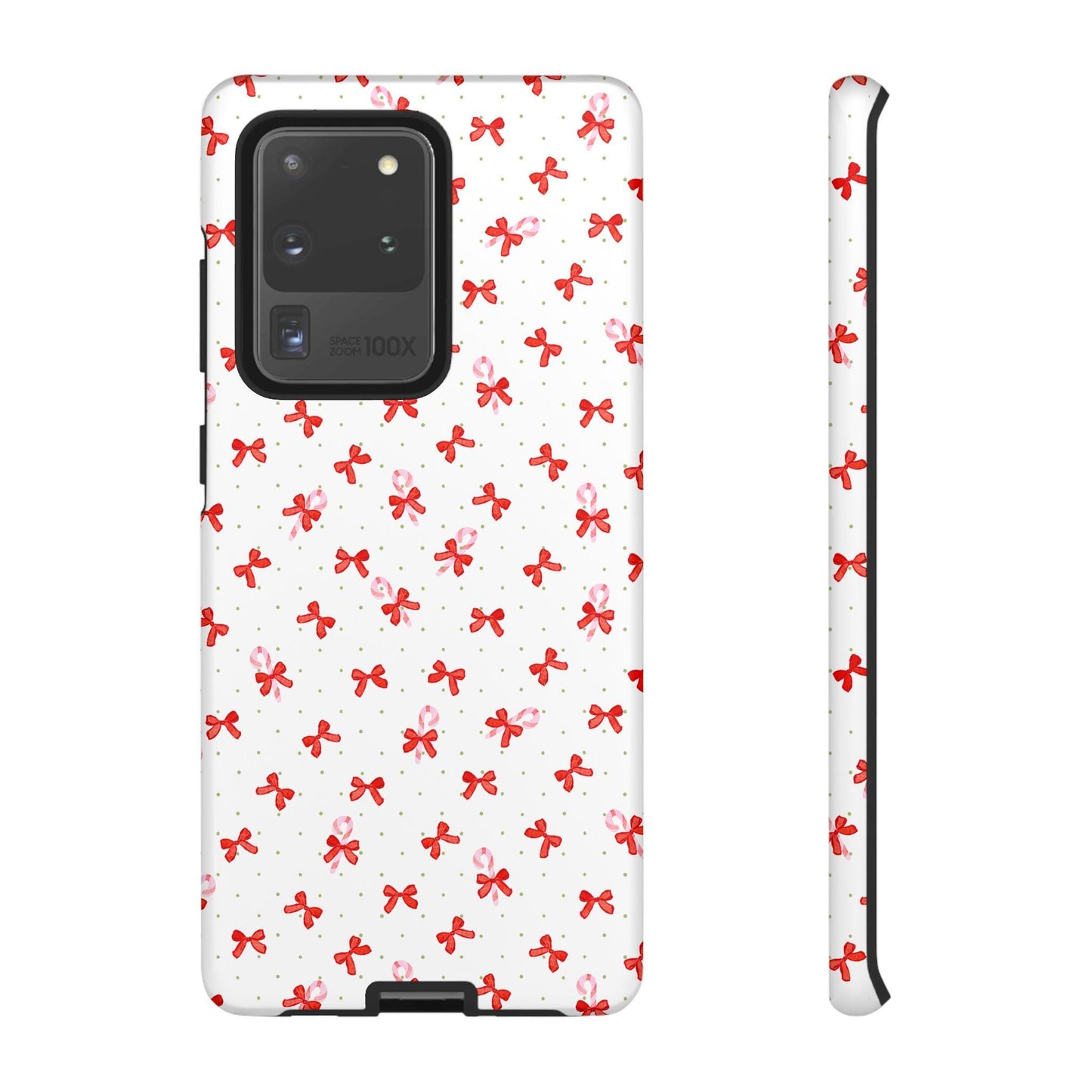 Phone Case, Christmas Coquette Android Case with Red Bows and Candy Canes, Tough Cases, Holiday Gift, Festive Phone Cover, Xmas Accessory,