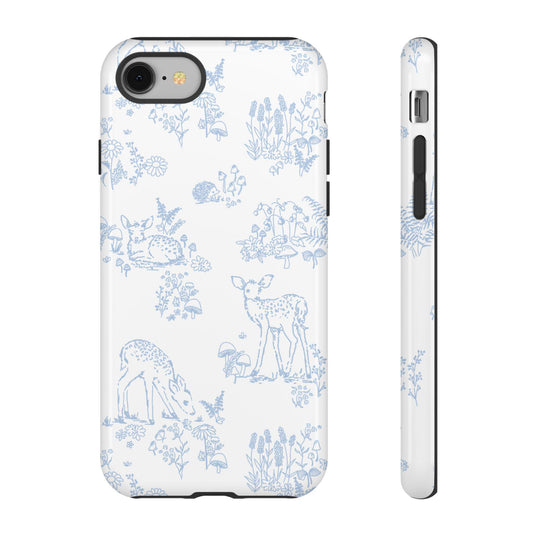 IPhone Case, Woodland Toile Deer Hedgehog Flora Fauna Tough Case Cover, Protective Shell, Cute Animal Print, Unique Design