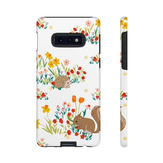 iPhone Case, Colorful Tough Cases with Squirrels and Hedgehogs, Rust Green Yellow Orange Matte or Glossy, Protective Phone Cover, Hard