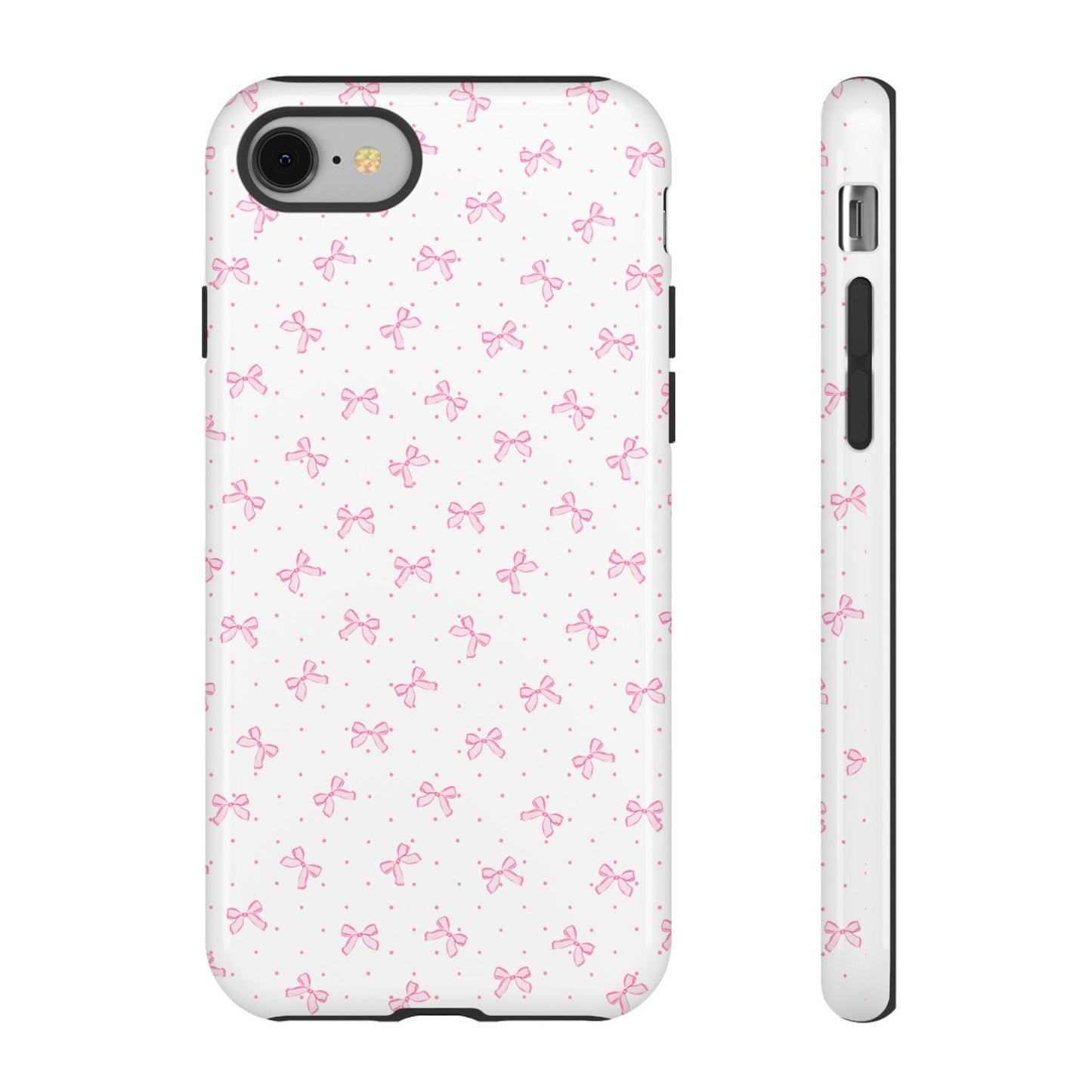 iPhone Case Pink Bow, Cute Girly Phone Cover, Tough Protective Shell, Gift for Her, Phone Accessories, Coquette Design