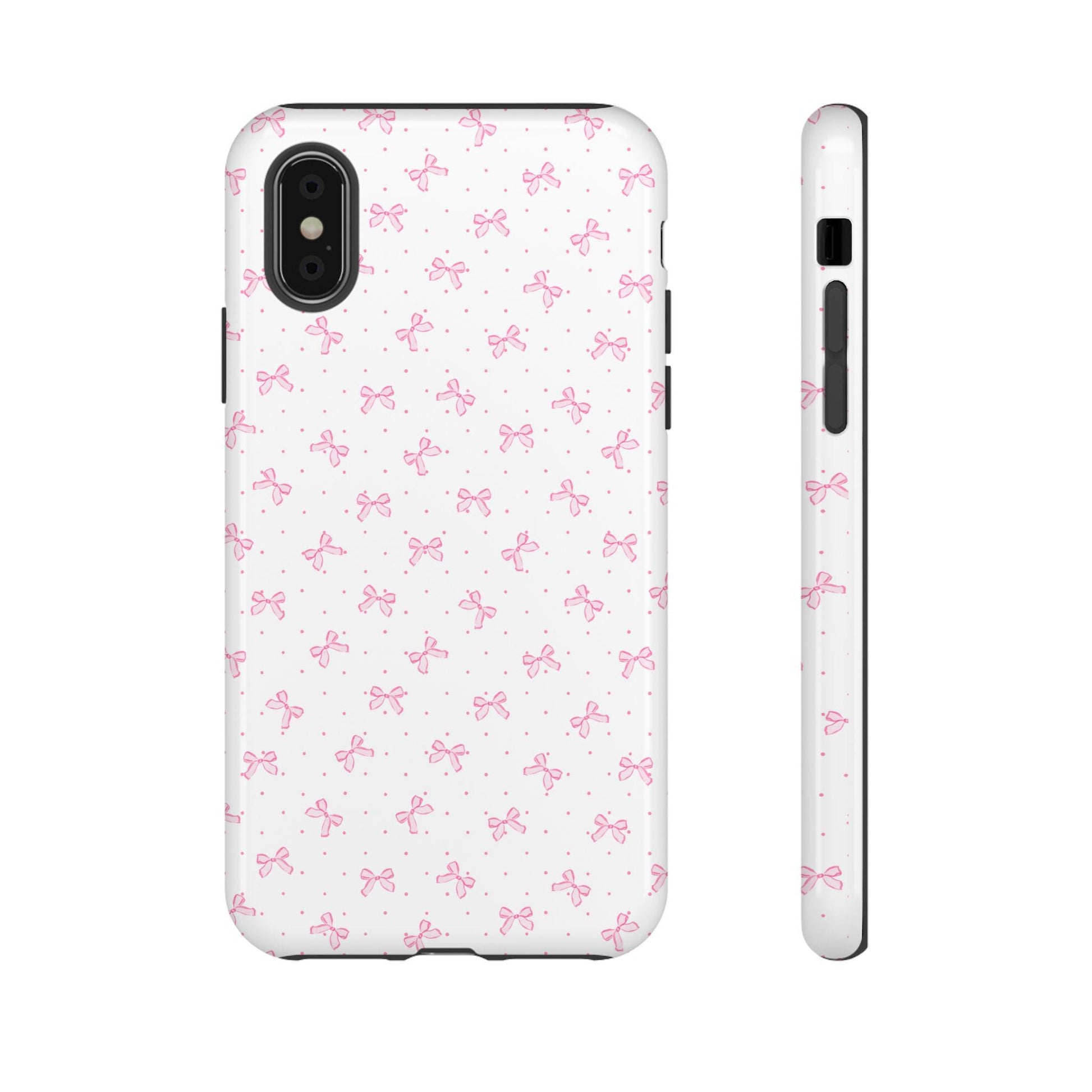 iPhone Case Pink Bow, Cute Girly Phone Cover, Tough Protective Shell, Gift for Her, Phone Accessories, Coquette Design