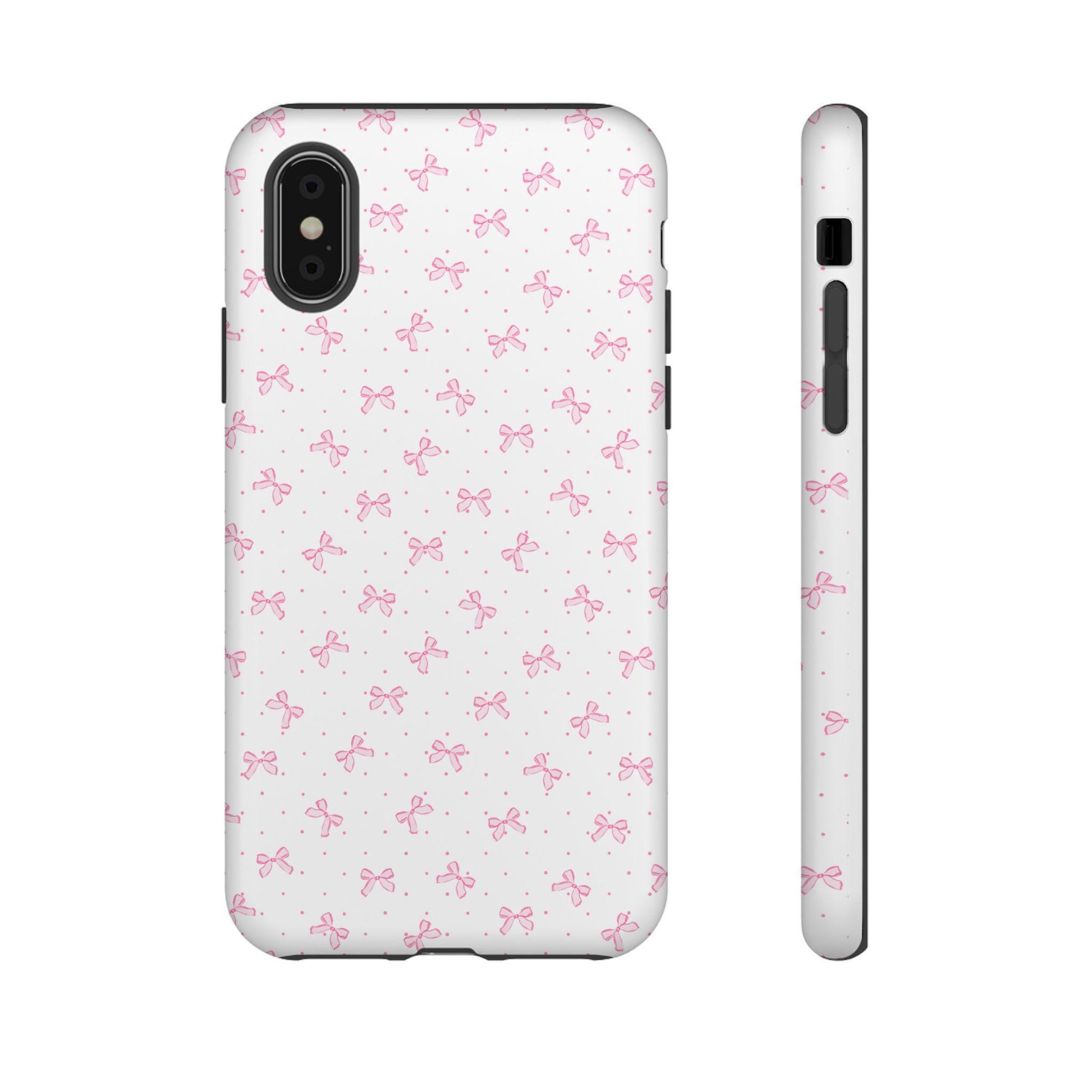 iPhone Case Pink Bow, Cute Girly Phone Cover, Tough Protective Shell, Gift for Her, Phone Accessories, Coquette Design