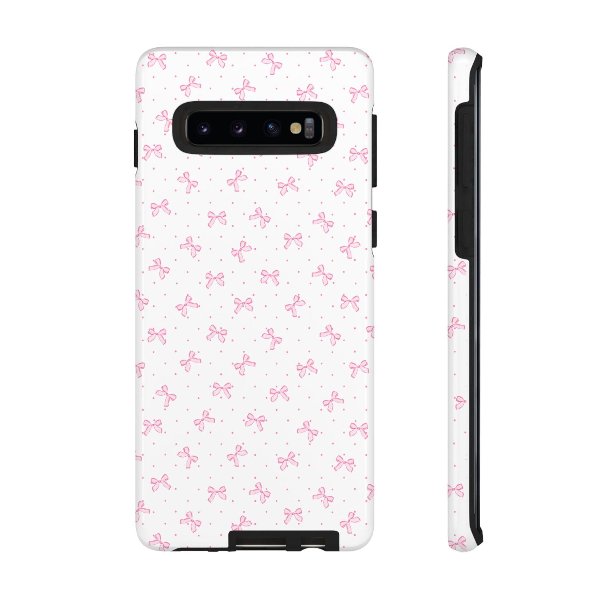 Phone Case, Sweet Coquette Pink Bow Tough Case for Android, Cute Girly Protective Cover, Trendy Stylish Smartphone Accessory, Gift for Her,