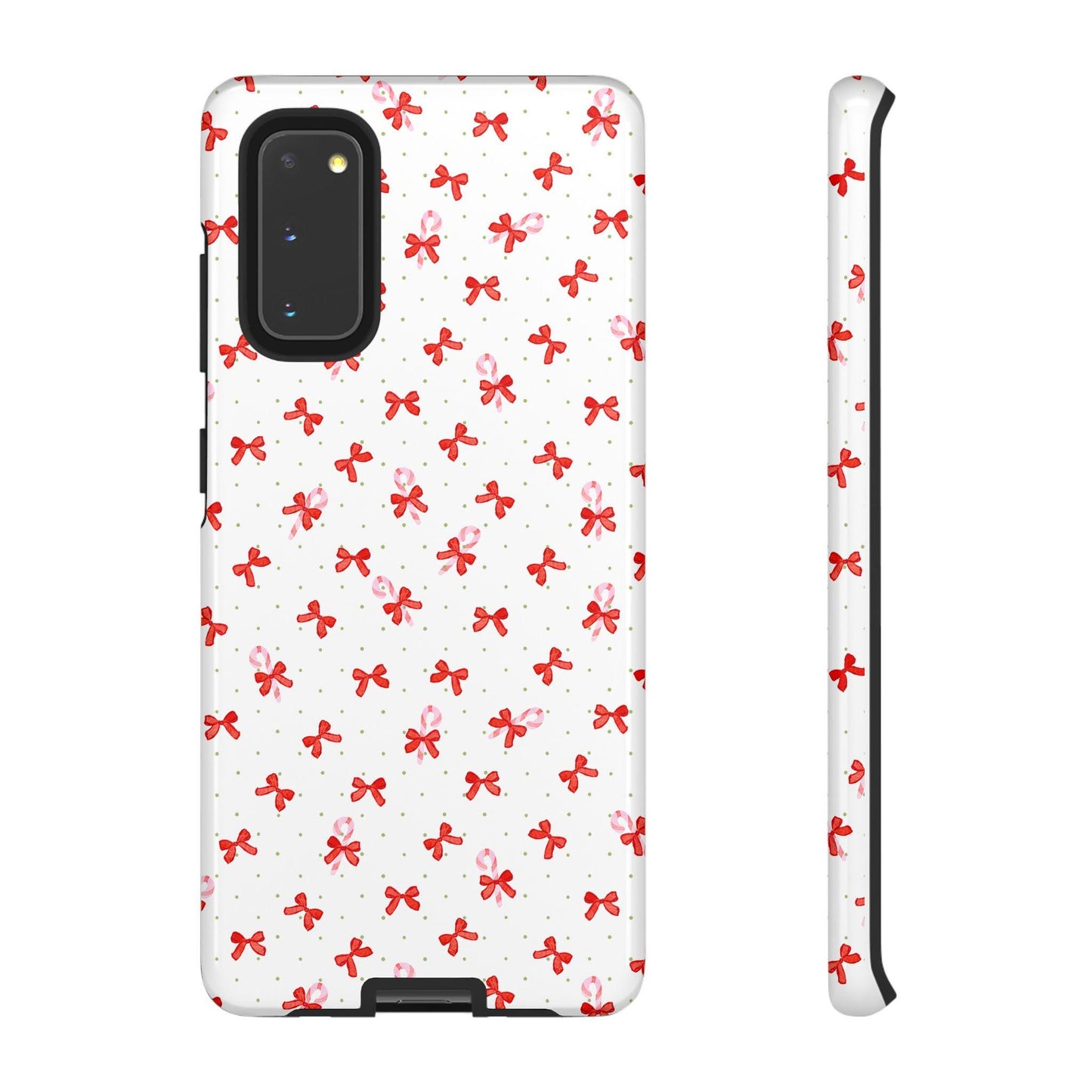 Phone Case, Christmas Coquette Android Case with Red Bows and Candy Canes, Tough Cases, Holiday Gift, Festive Phone Cover, Xmas Accessory,